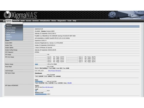 XigmaNAS Dashboard