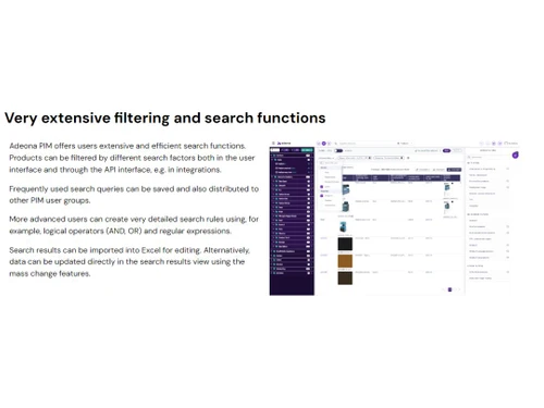 Adeona PIM Filtering & search