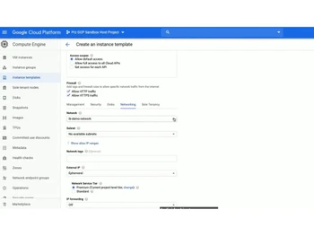 Cloud Load Balancer Instance template
