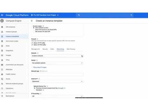Cloud Load Balancer Instance template