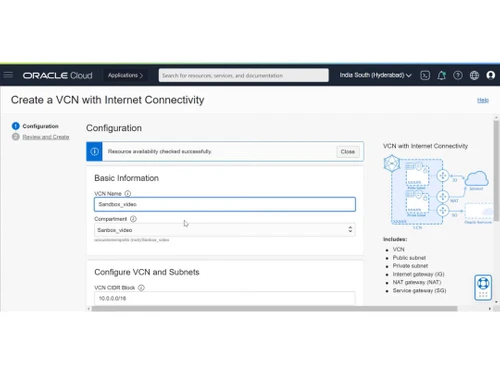 OCI Virtual Cloud Network Create VCN