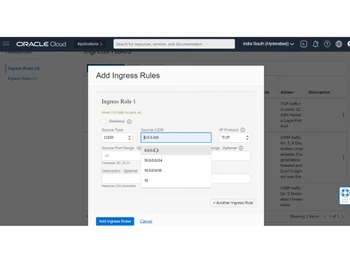 OCI Virtual Cloud Network Ingress rules