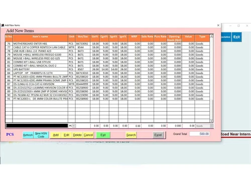 rna billing software items