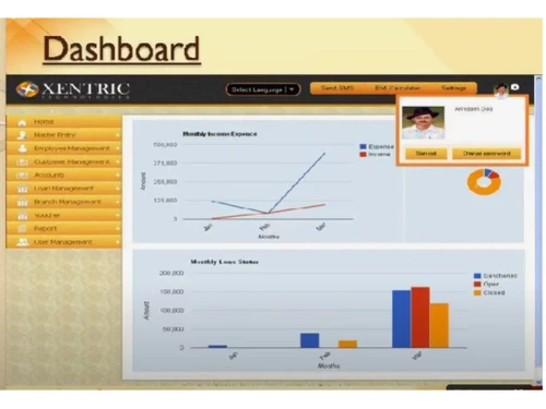 xentric gold loan software-dashboard