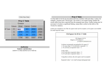 OpenEpi R by C table