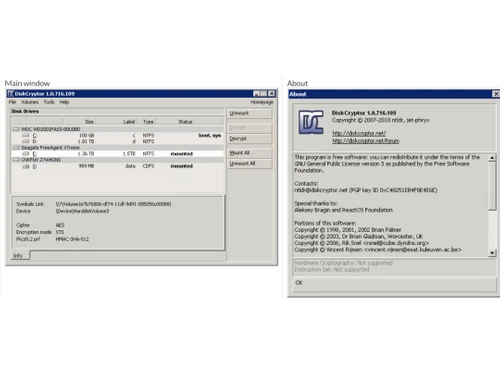 Disk Cryptor Main window