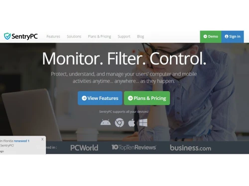SentryPC dashboard