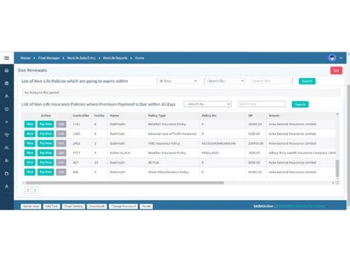 SAIBAOnline Due renewals