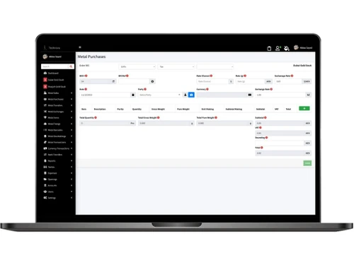 Technova EasyJewellery Metal puchases