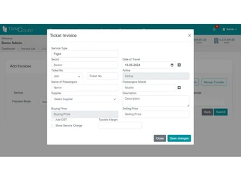 travcount ticket invoice