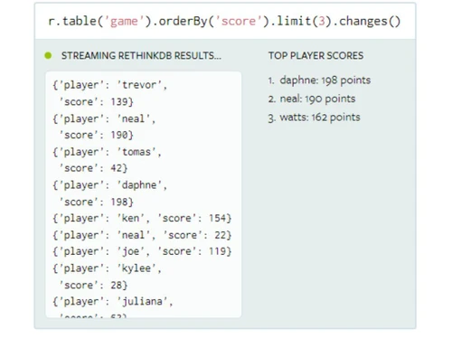 RethinkDB Nocode