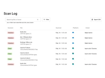 Barracuda Data Inspector scan log