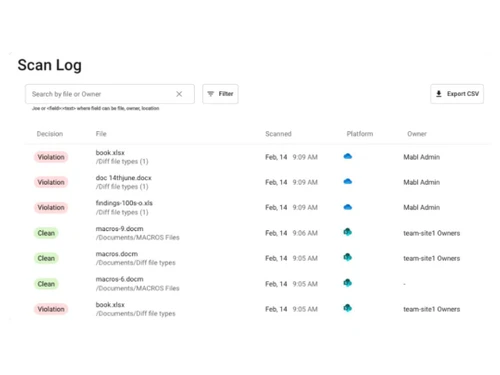 Barracuda Data Inspector scan log