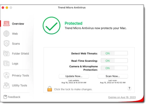 TrendMicro Maximum Security dashboard