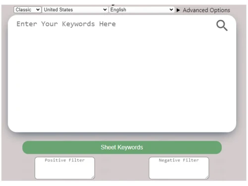 Keyword Sheeter Tool