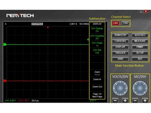 Perytech USB Oscilloscope Dashboard