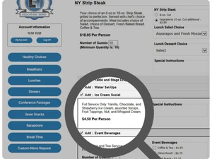 CaterTrax Easy Upselling