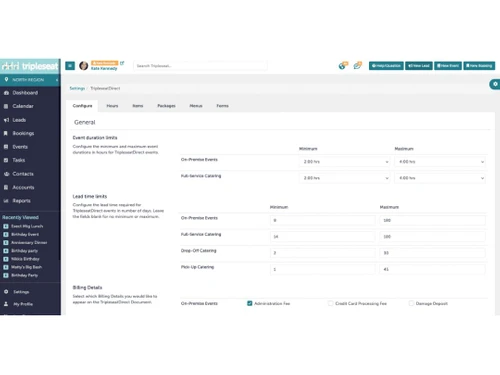 Tripleseat Direct Dashboard