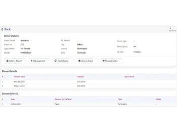 Ezovion Blood Bank Software Donor