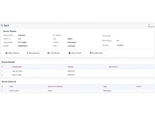 Ezovion Blood Bank Software Donor
