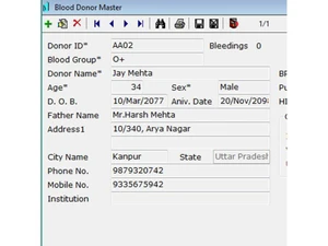 Dataman Blood Bank Software Donor