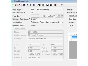 Dataman Blood Bank Software Receipt