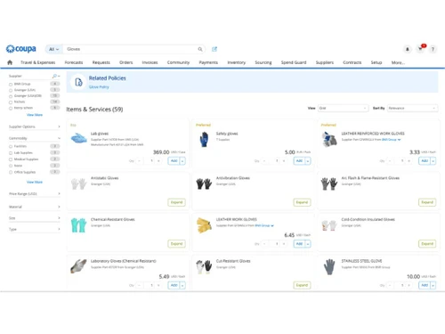 Coupa Procure policies
