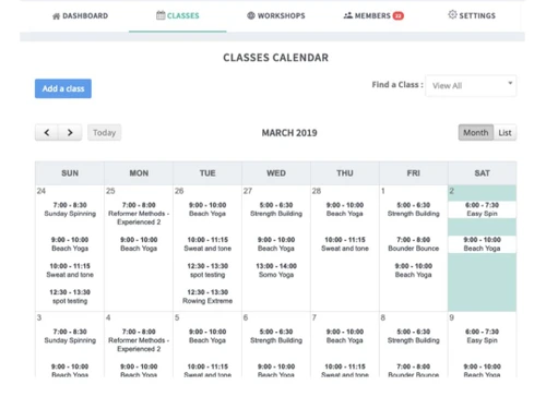 StudioBookings Classes