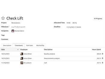 odoo project timesheets