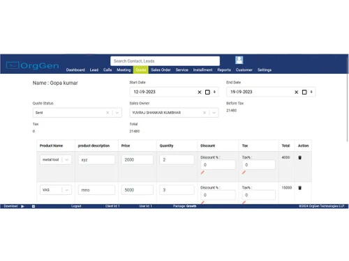 orggensales crm lead