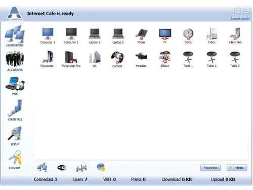 Antamedia Internet cafe dashboard