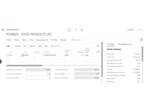Certus Food ERP Purchase Order