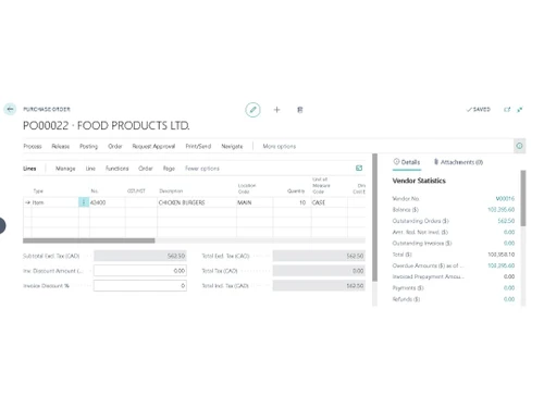 Certus Food ERP Purchase Order