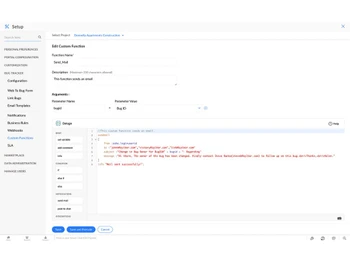 Zoho Bug Tracker Custom Function