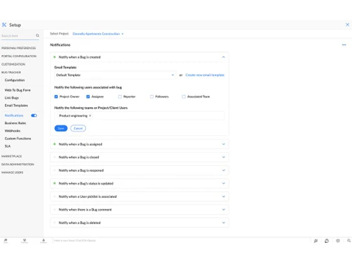 Zoho Bug Tracker Notification