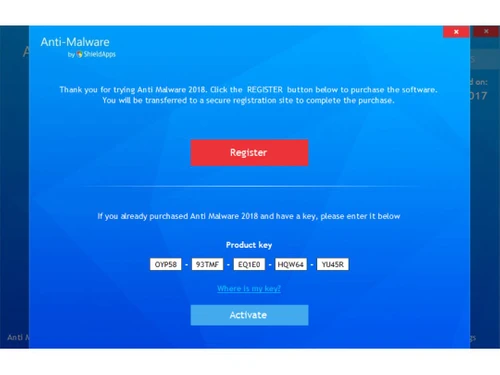 shieldapps anti-malware register