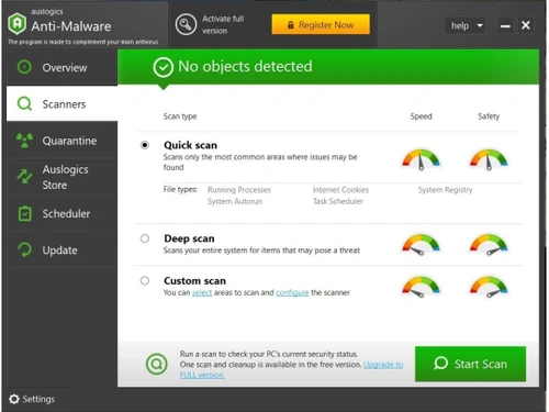 auslogics anti-malware detection