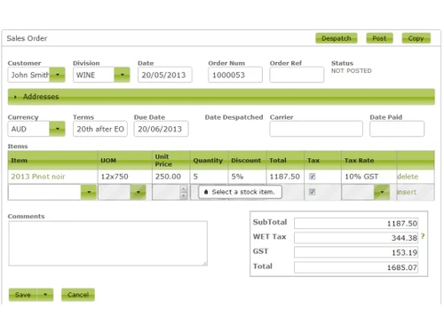 Vinsight Sales Order
