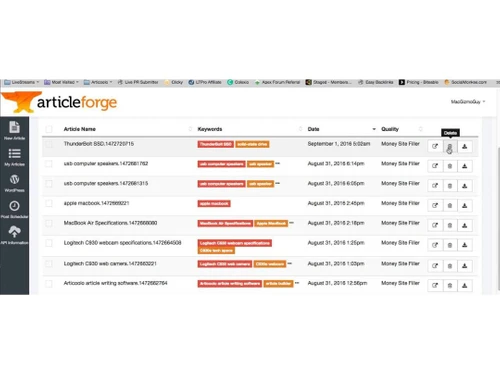 article forge dashboard