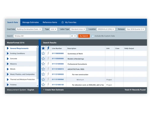 rsmeans data settings