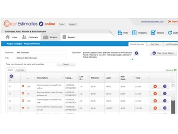 clear estimates dashboard