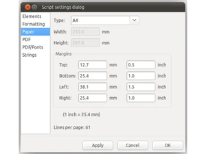Trelby Script Setting