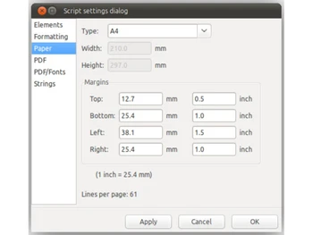 Trelby Script Setting