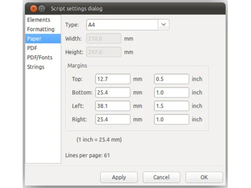 Trelby Script Setting