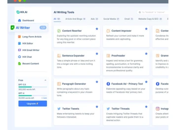 hix ai writer dashboard