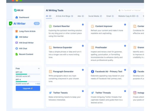 hix ai writer dashboard