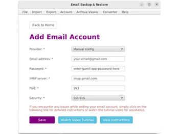 Email Backup add email