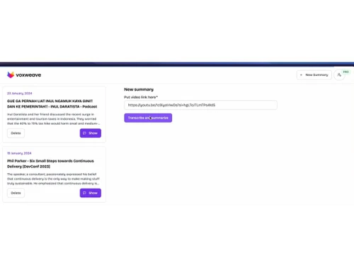 voxweave dashboard