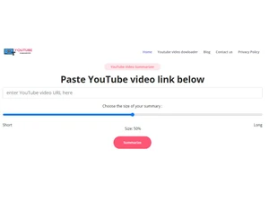 youtubesummarizer dashboard