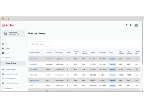 airstar booking history